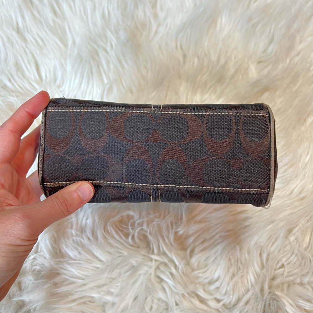 Vintage Coach Legacy Stripe Framed Beauty Pouch Chocolate Brown Kiss‑Lock 🤎🌈 - Picture 8 of 14